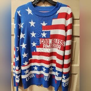 LA Police Gear "God Bless America" American Flag Christmas Sweater